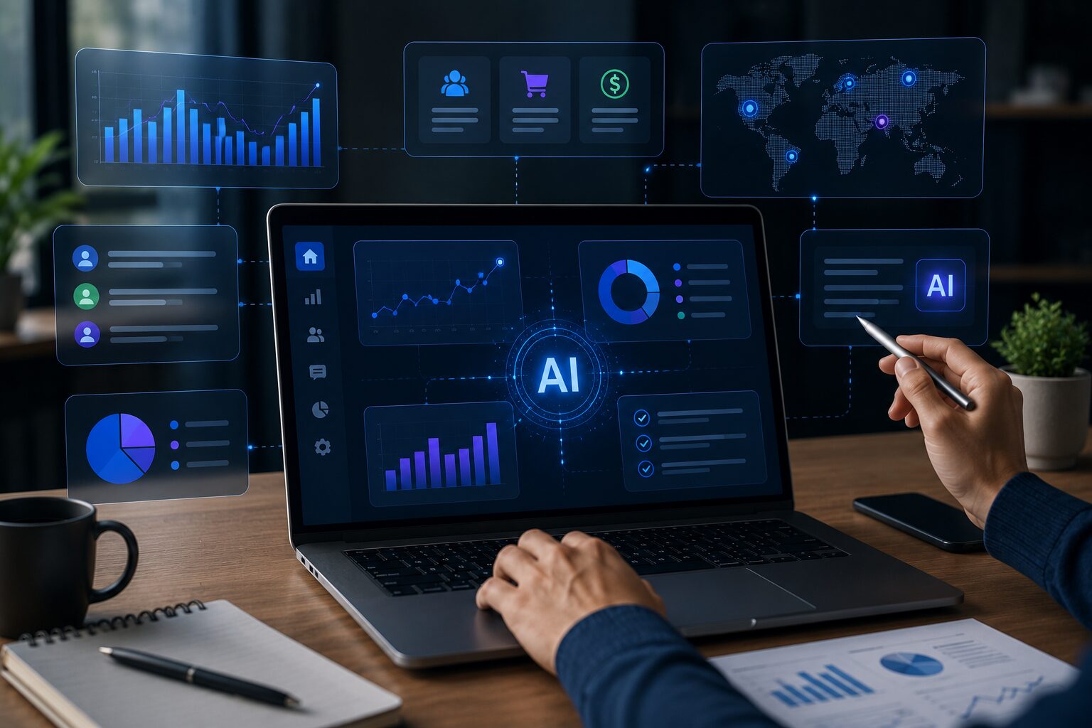Ai assisting with a person on their laptop