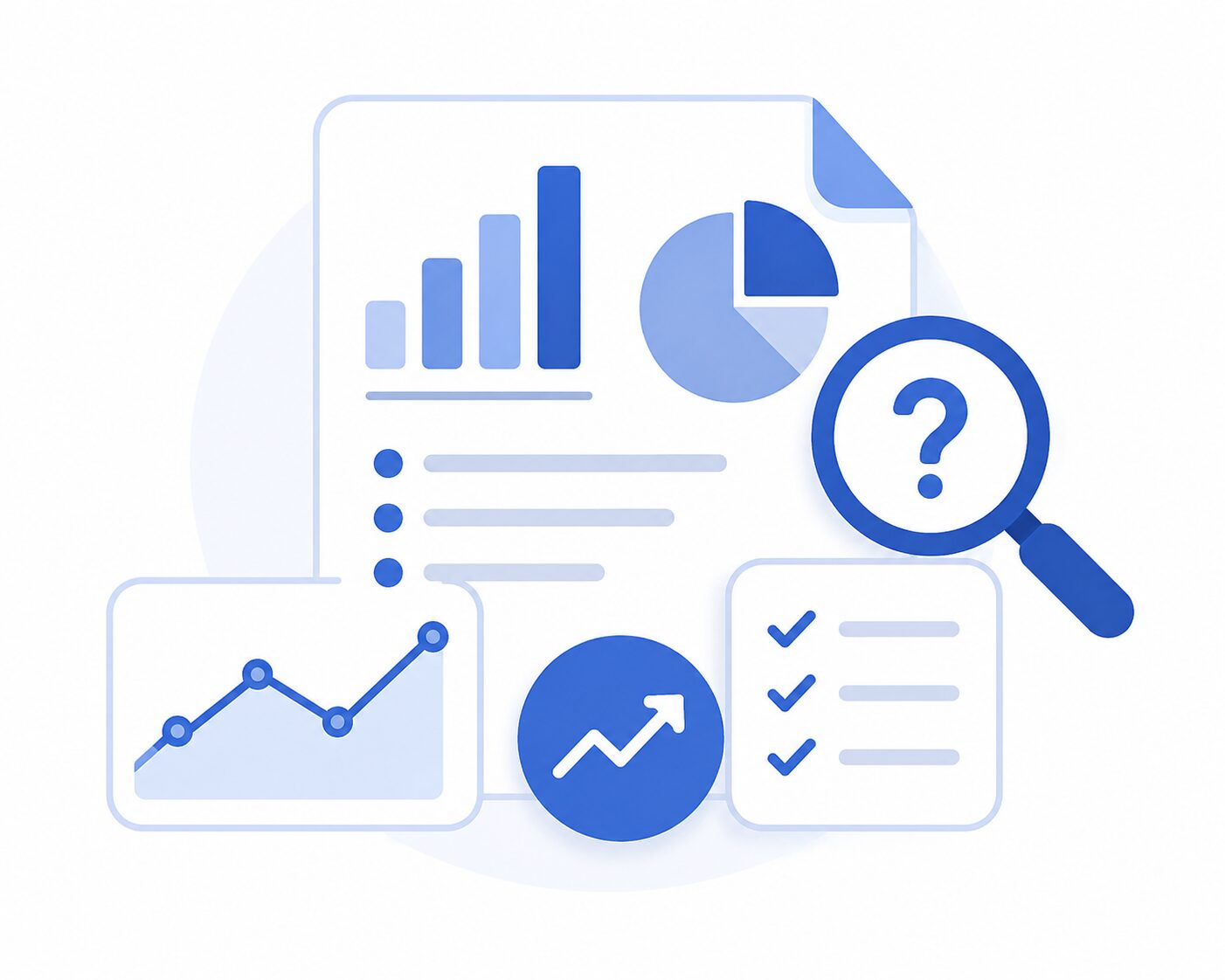 images of graphs and pie chart in blue