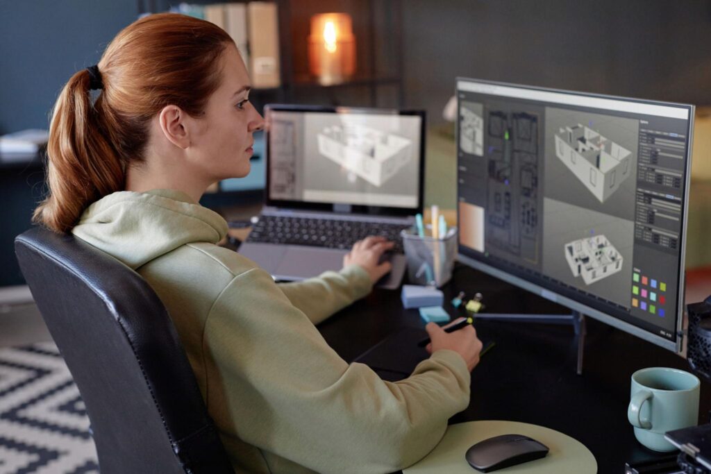 person working with a 3d software