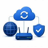 Router connected to the cloud, which is connected to the internet