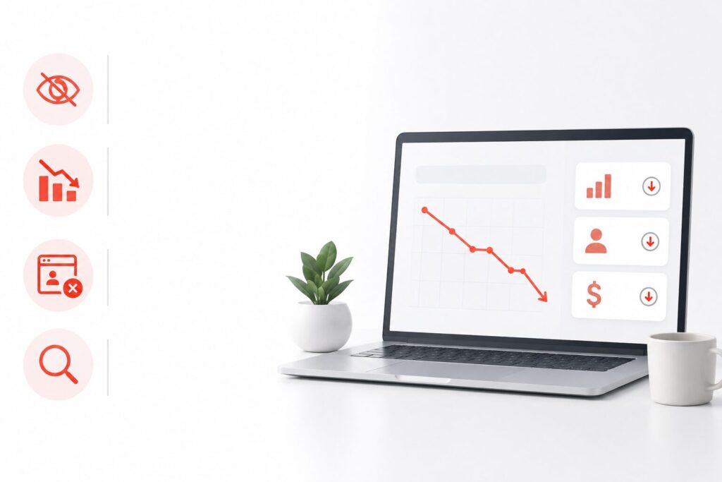analytics showing low traction to site on laptop