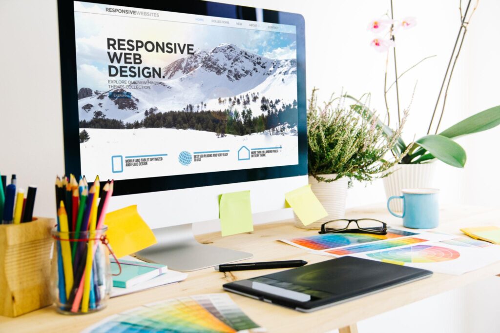 responsive web design displayed on monitor