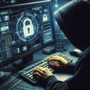 Hacker trying to get through a digital lock