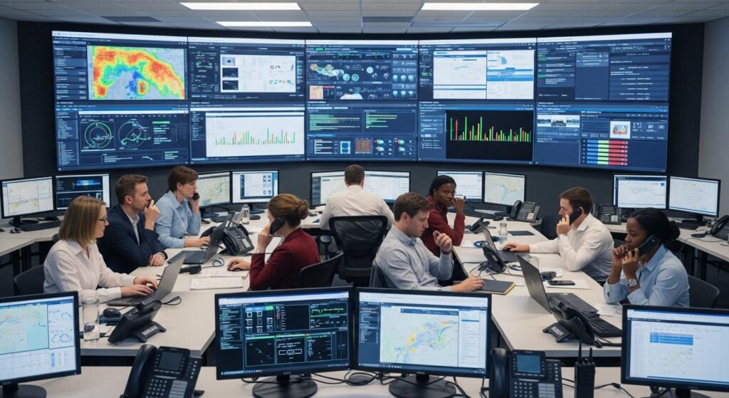 Operation Center with Analytic on the screens