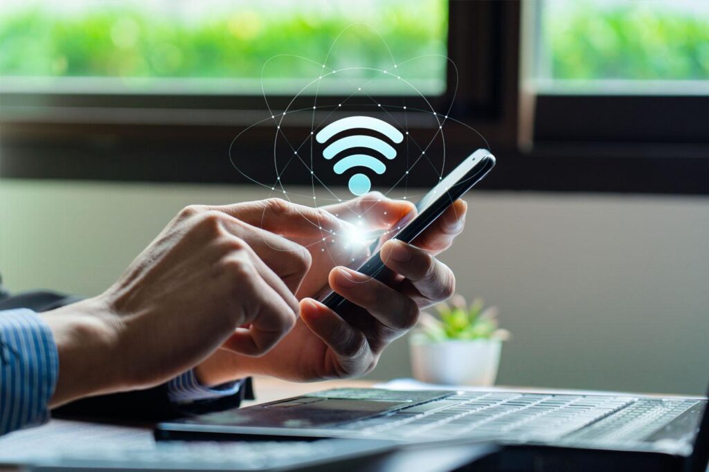 Person connecting to wifi